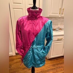Skea Paris Vail Ski Jacket Vtg 80s Womens Sz 4.  Retro Colorblock Pink Turquoise